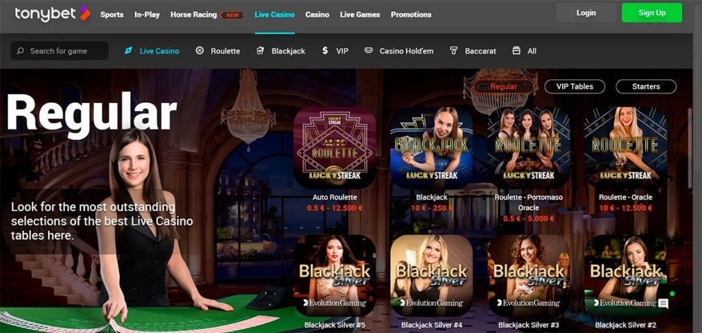 Play Real Money Baccarat at tonybet Casino