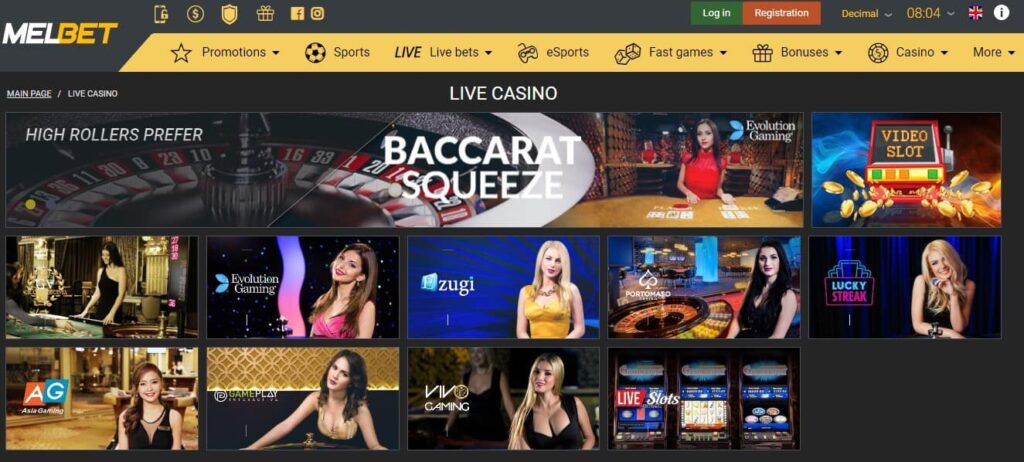 Mellbet Live Casino