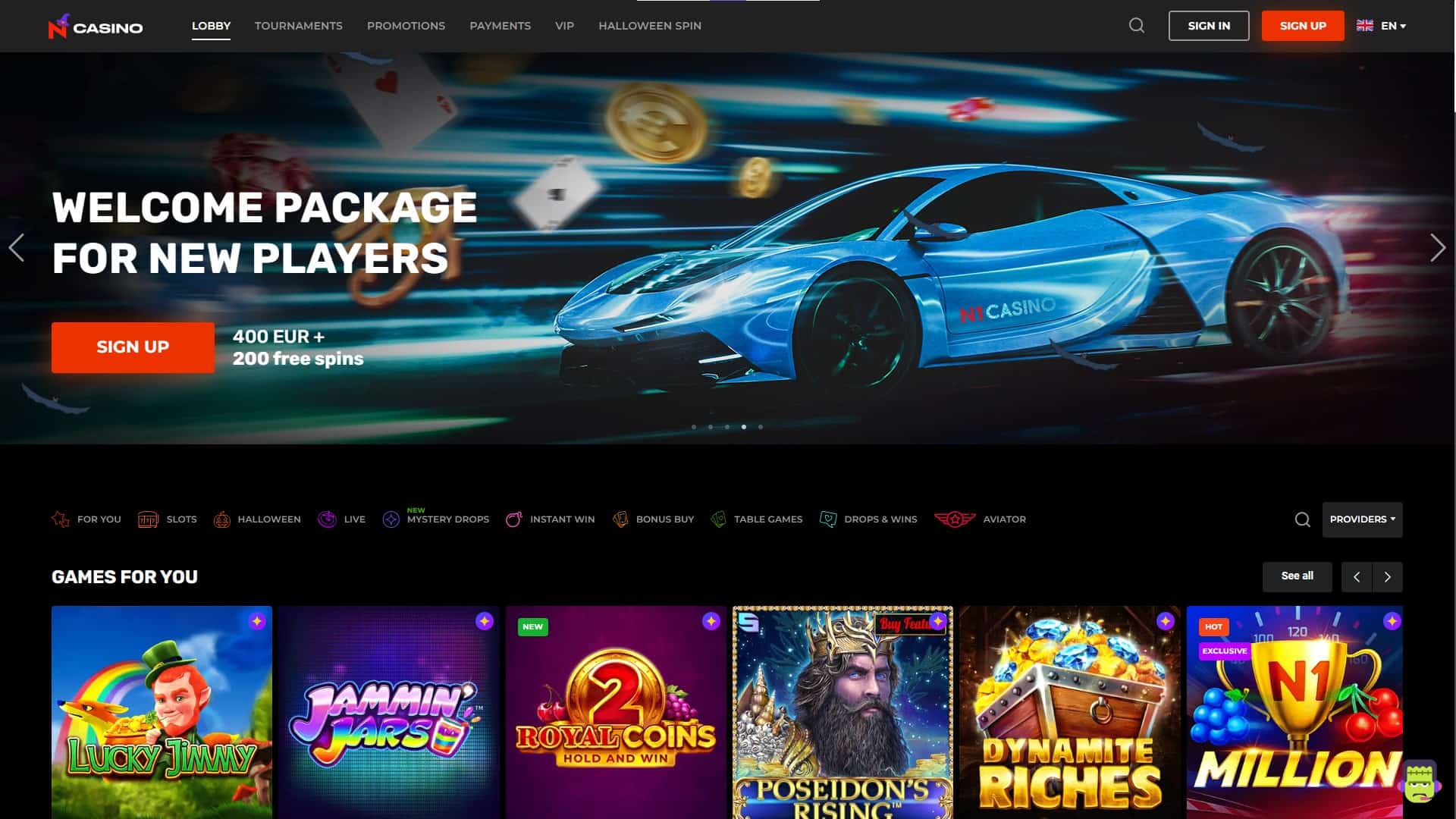 N1 Casino Interface